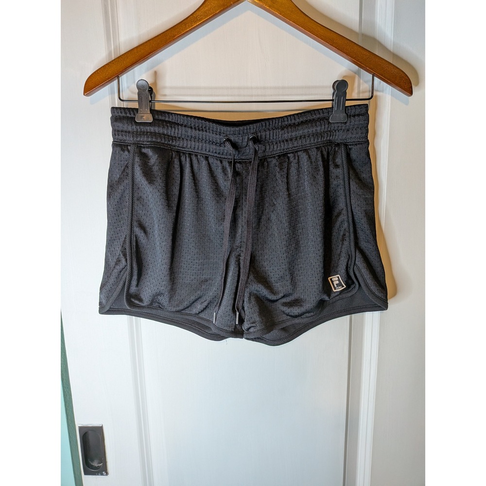 Fila Sport Womens Black Mesh Athletic Running Shorts Small Drawstring Dolphin